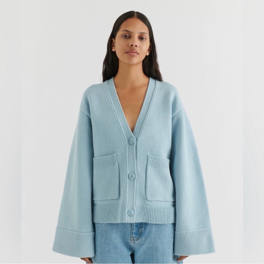 Axel Arigato Light Blue V-Neck Button Cardigan